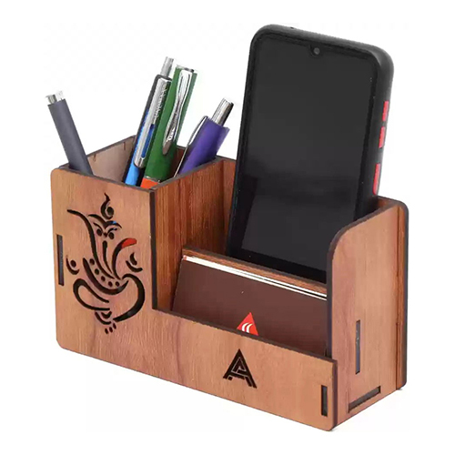 Wooden Kc Mdf Pen Stand - Color: Brown