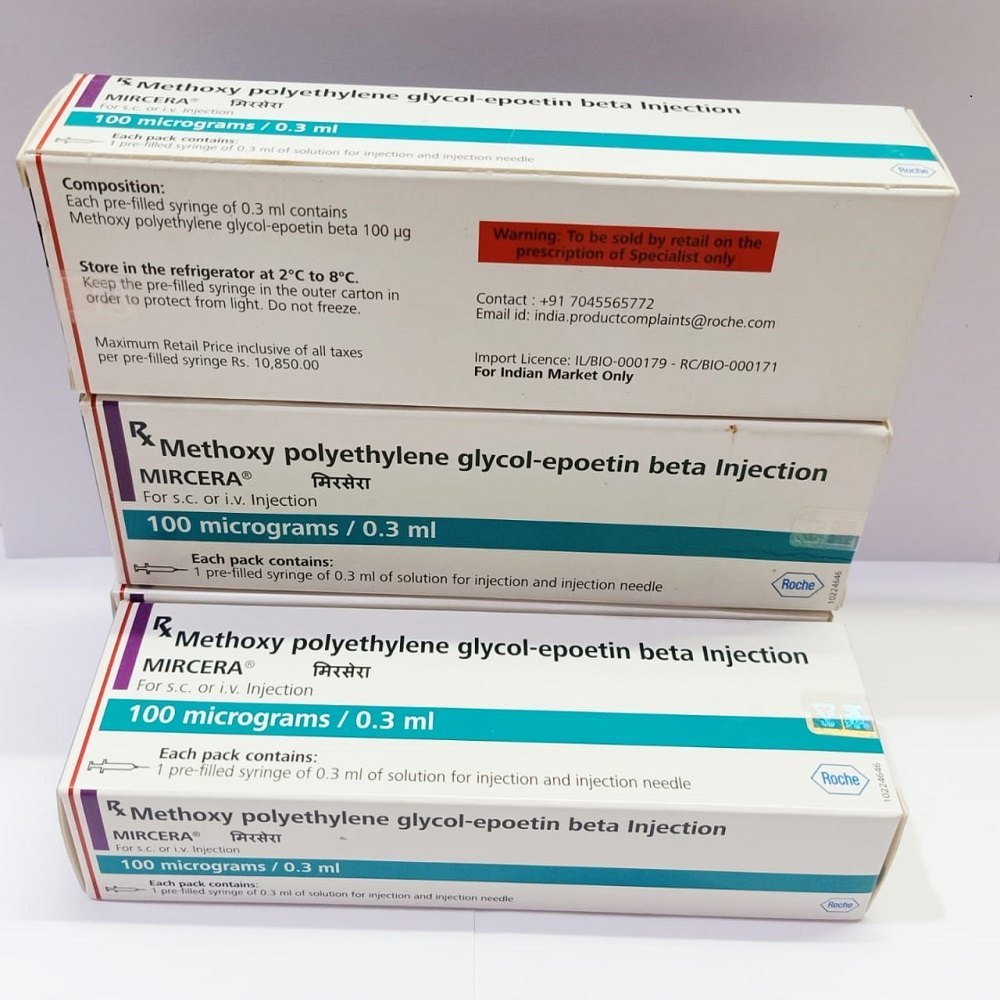 Mircera Methoxy Polyethylene Glycol-epoetin Beta Injectiom 100mcg - Drug Type: General Medicines