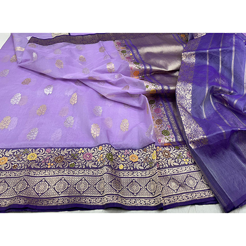 Beautiful Banarasi Pure Kora By Kota Meenadar Border Handloom Kadwa Weaving Silk Saree - Color: Different Available
