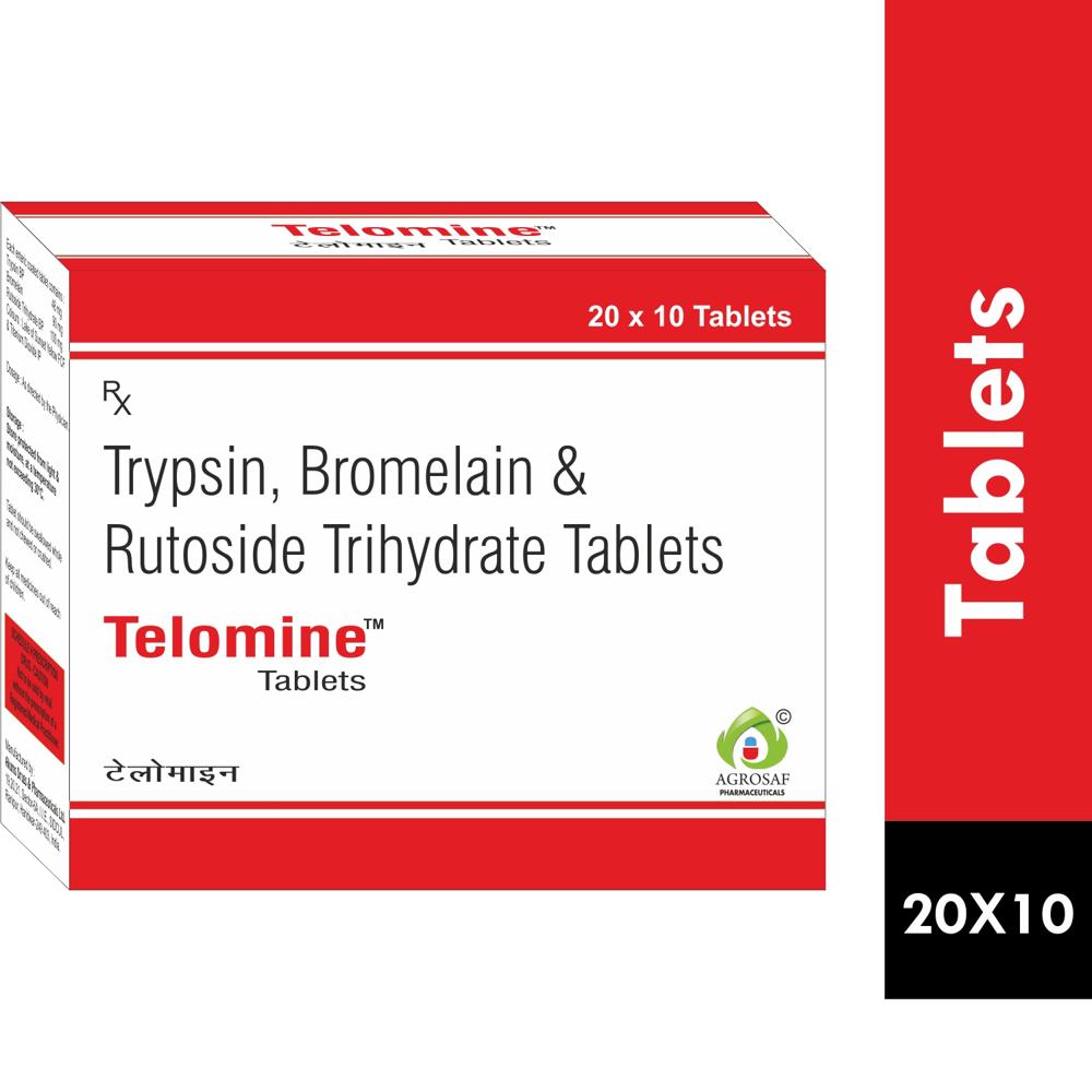 TELOMINE TABLET - TRYPSIN 48MG+BROMELAIN 90MG+RUTOSIDE 100MG