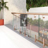 Frameless Aluminium Glass Balustrade - Stainless Steel Ss304/ss316, Glass Railing With Rounded Edges, Sleek Minimalist Design, Various Finishes Available