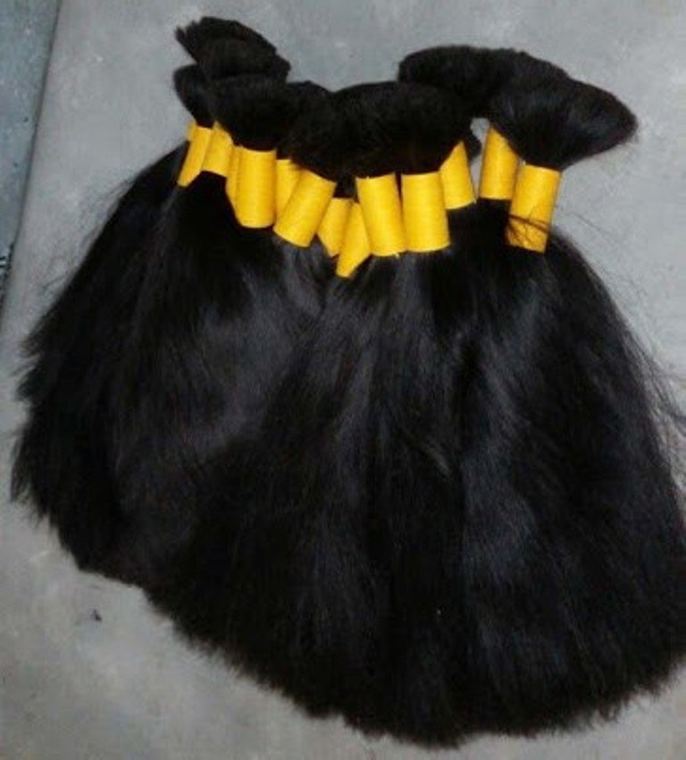 Natural Black Indian Virgin Hair Double Drawn Bulk Human Hair Extension