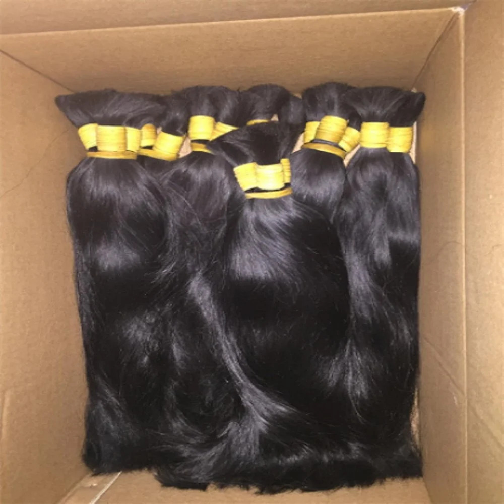 Natural Black Indian Virgin Hair Double Drawn Human Hair Extension