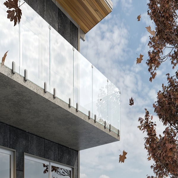 Aluminium Railing with Clear Glass Panels Decorative