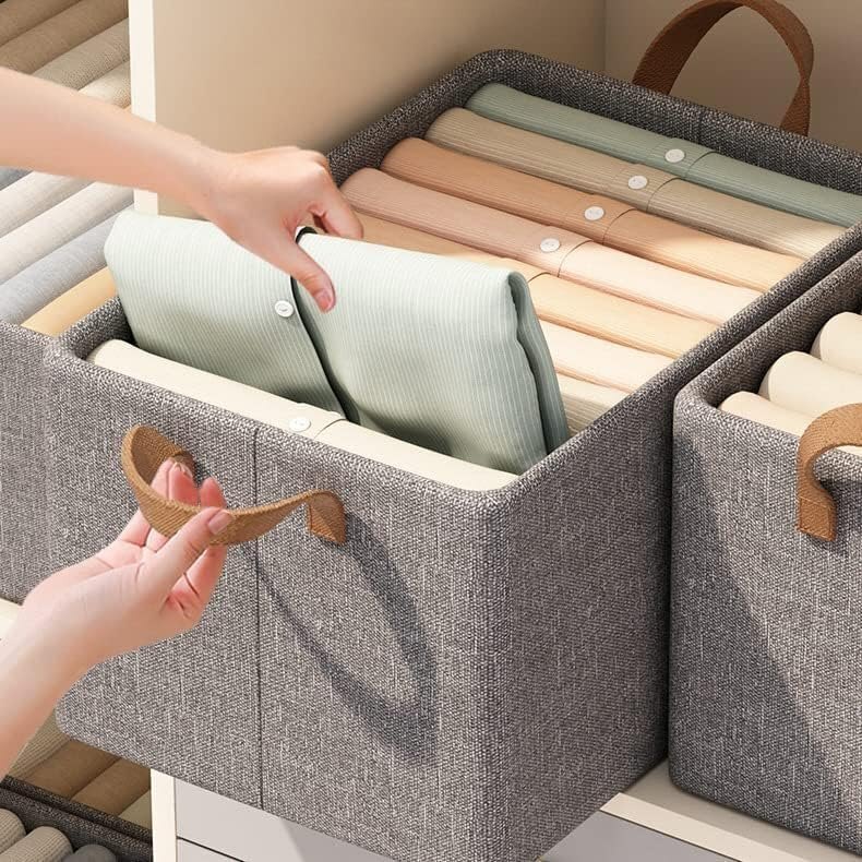 Foldable Clothes Organizer Fabric Closet Storage Basket With Handle