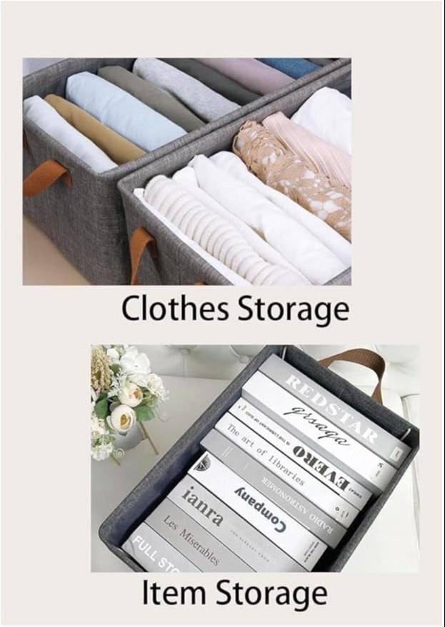 Foldable Clothes Organizer Fabric Closet Storage Basket With Handle