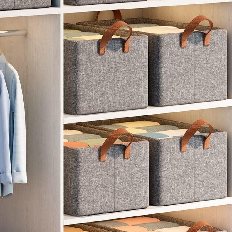 Foldable Clothes Organizer Fabric Closet Storage Basket With Handle