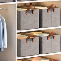 Foldable Clothes Organizer Fabric Closet Storage Basket With Handle