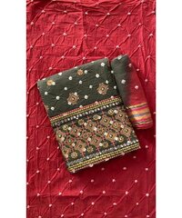 Stylish Bandhani on Embroidered Work Unstitched