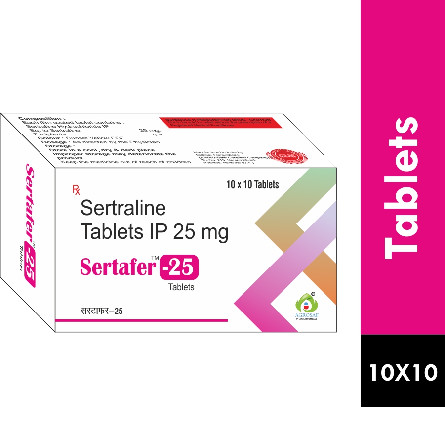 SERTAFER 25 TABLET - Sertraline (25mg)tablet(colour:sunset Yellow Fcf)