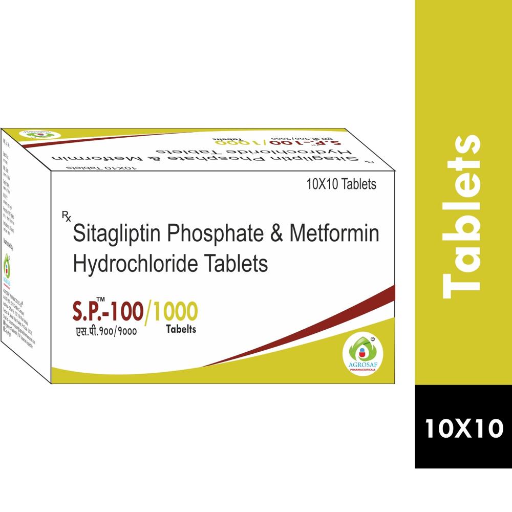 S.P 100/1000 TABLET -Each Uncoated Bilayered Tablet Contains - Sitagliptin Phosphate Monohydrate Ip Eq To Sitagliptin 100mg , Metformin Hydrochloride Ip (in Extended Release Form) 1000 Mg