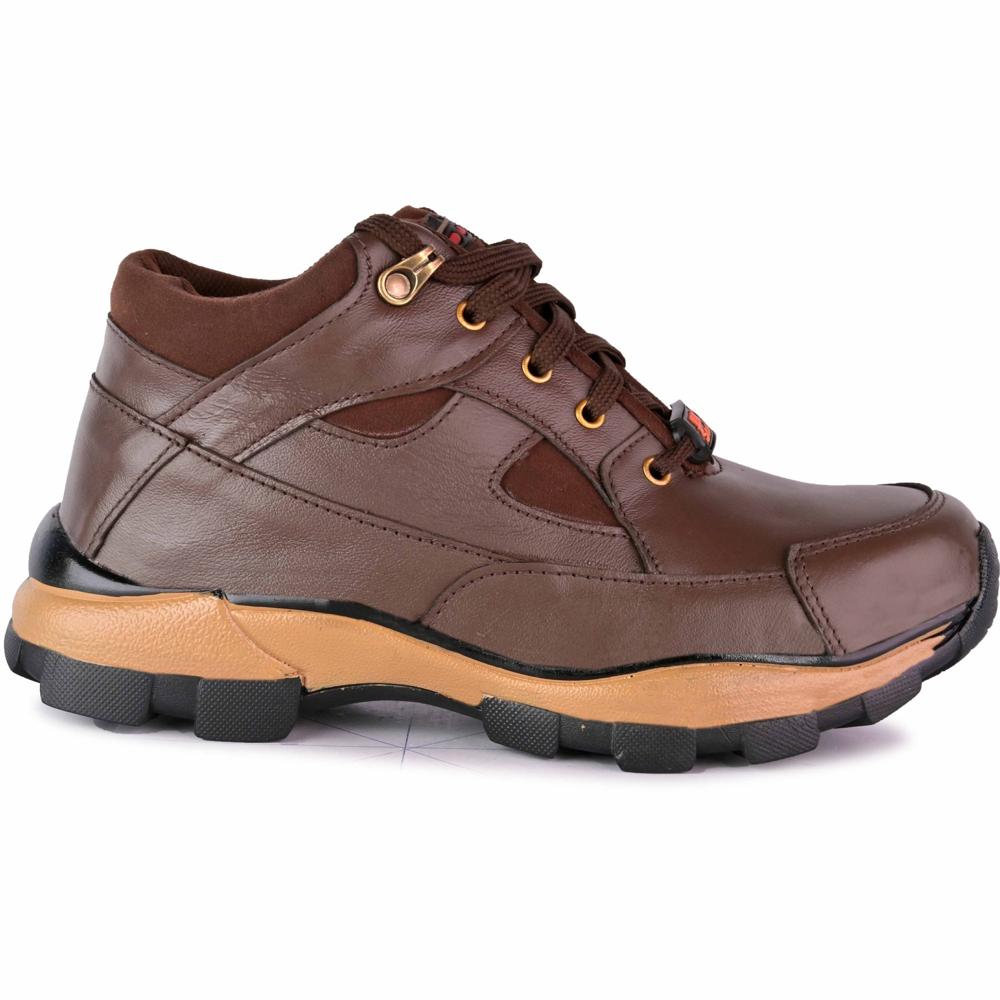 Genuine Leather Stylish Brown Casual Safety Shoes