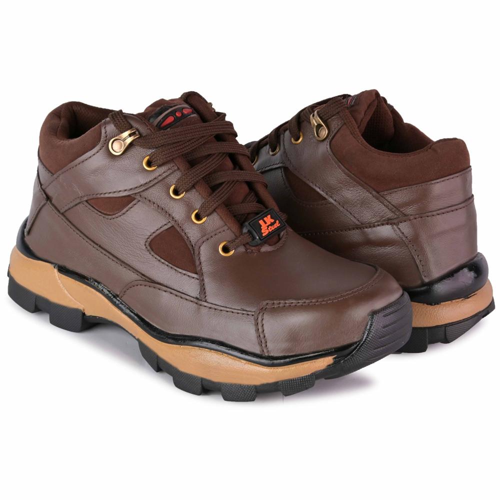 Genuine Leather Stylish Brown Casual Safety Shoes