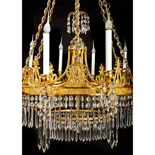Antique Gilt Bronze And Crystal Chandelier - Application: Living Room