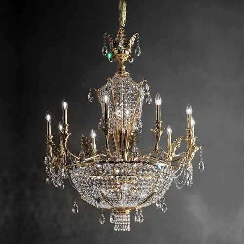 Gold And Crystal Candle Chandelier - Application: Dining Room