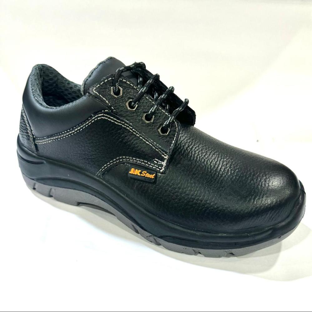 Double Density Pu Sole Safety Shoes - Leather Upper Material, Unisex, Black Color | Durable, Slip Resistant, 1-year Warranty, Elegant Design