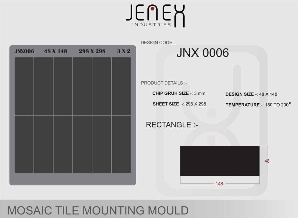 JNX0006 Rectangle Mosaic Tile Mounting Mould