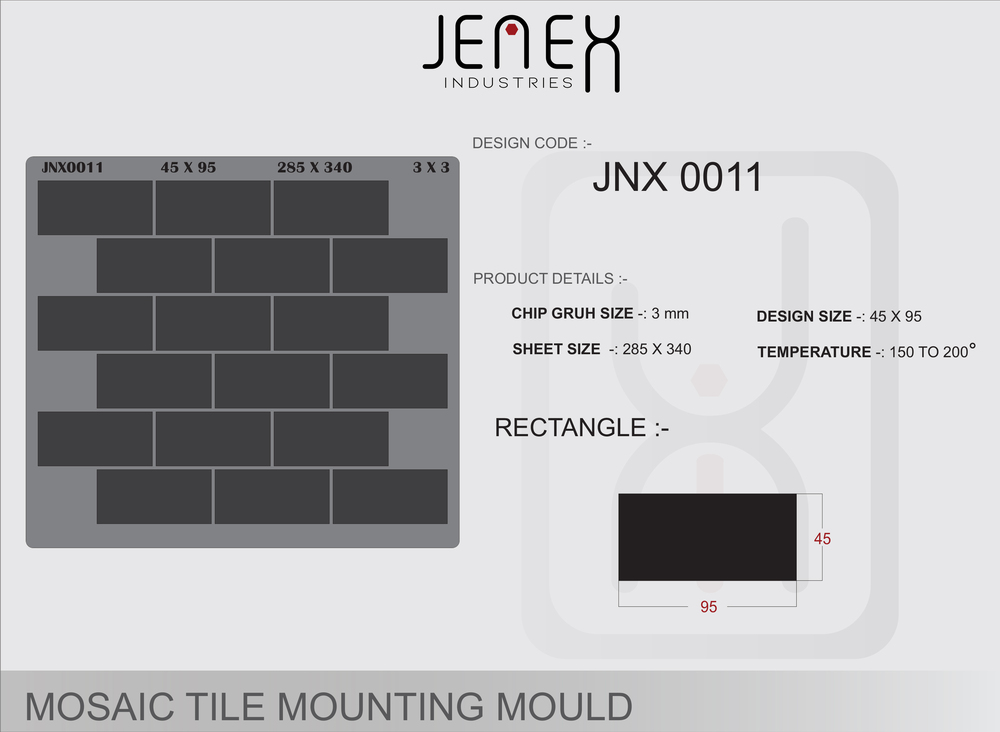 JNX0011 Rectangle Mosaic Tile Mounting Mould