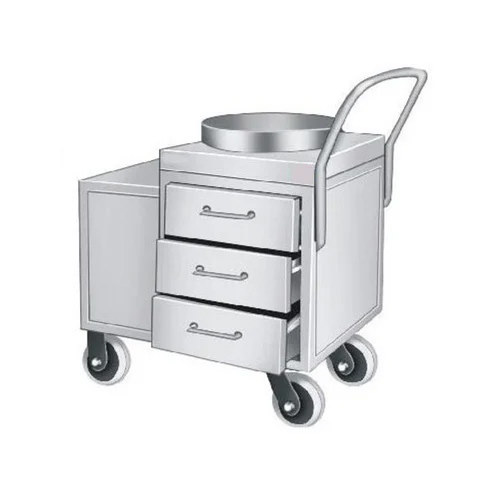 Tea Coffee Stainless Steel Trolley - Color: Silver