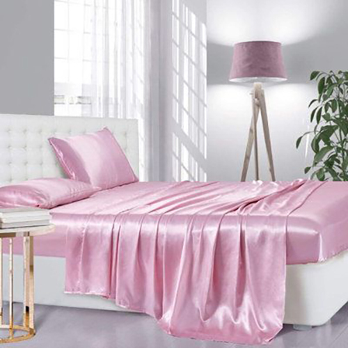 Pink Color Satin Bed Sheet - Color: Different Available