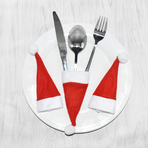 Christmas Santa Hats Silverware Holders - Color: Different Available