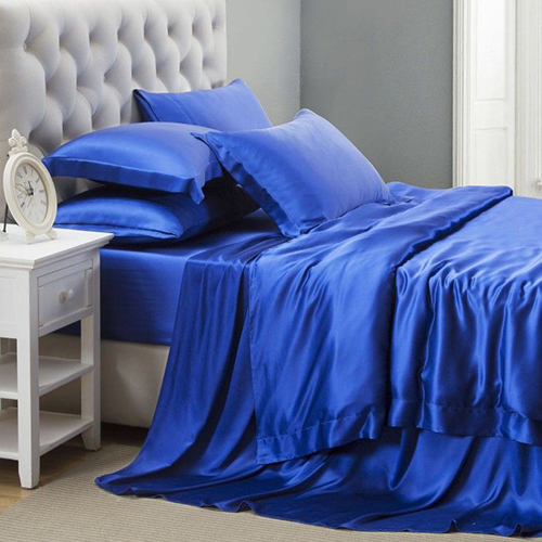 Blue Color Satin Cushion Cover - Color: Different Available