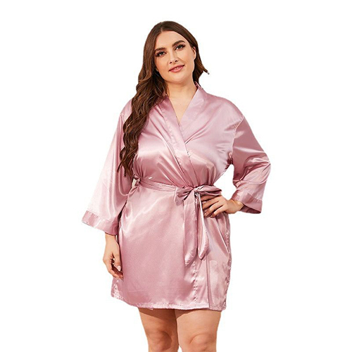 Pink Color Satin Robe