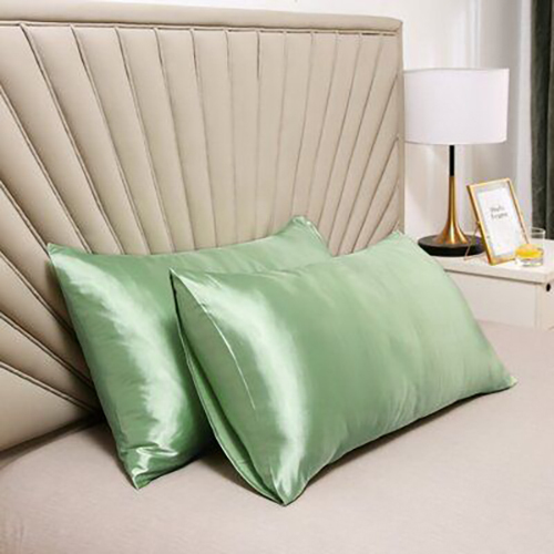 Green Color Satin Pillow Cover