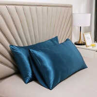 Blue Color Satin Pillow Cover - Color: Different Available