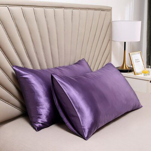 Purple Color Satin Pillow Cover