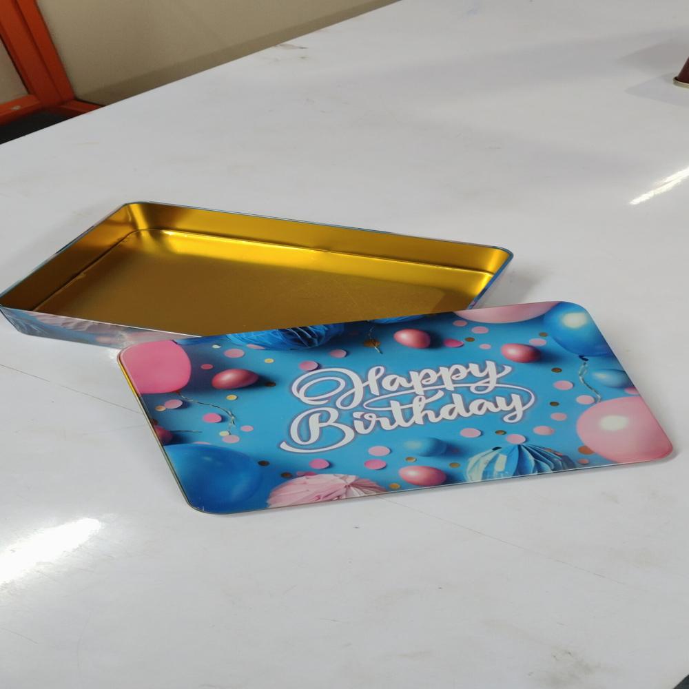 Happy Birthday metal tin container