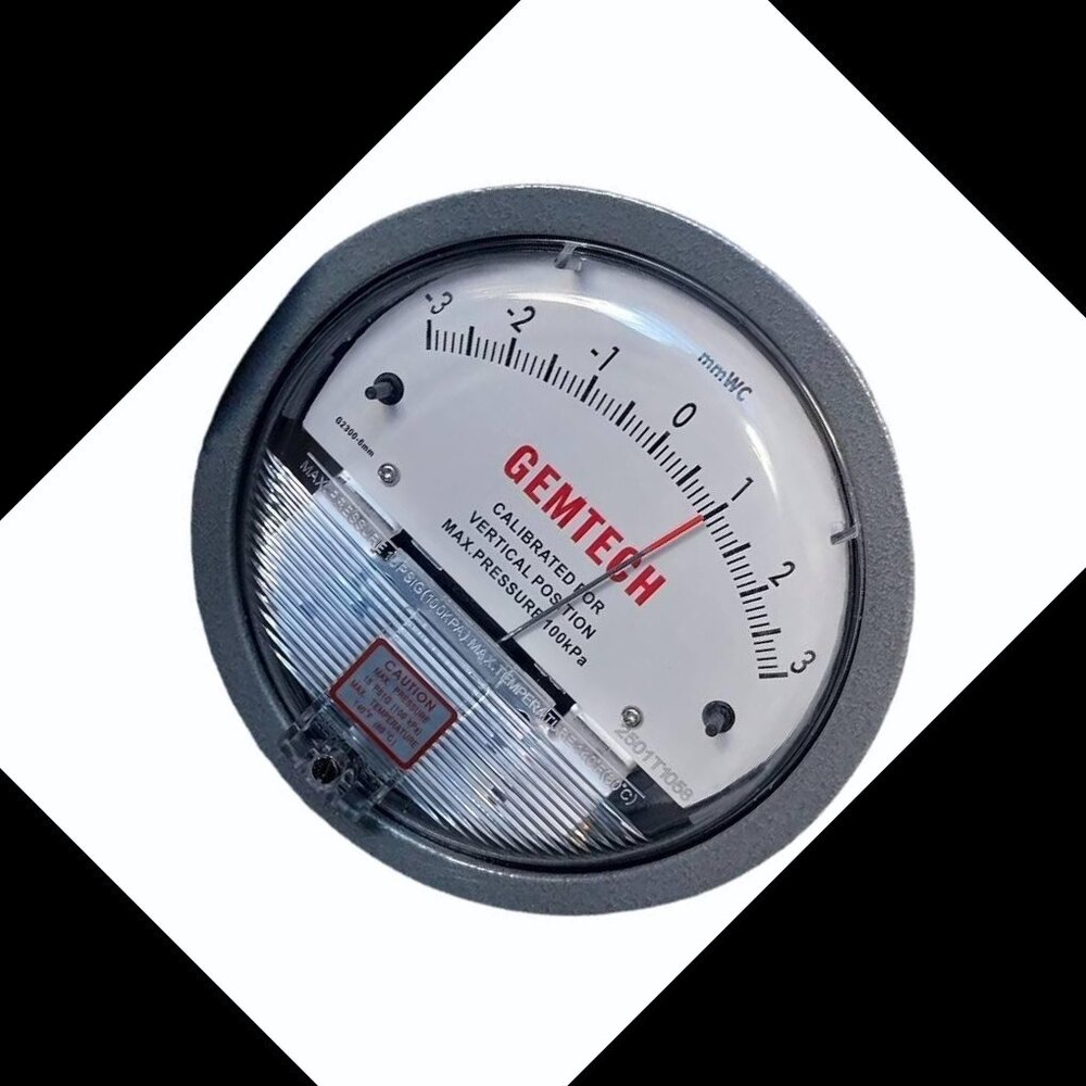 Gemtech G2300-4cm Differential Pressure Gauge Range 2-0-2 Cm - Accuracy: 2% (-Ha Model 1) Of Fs (3% (-Ha 1.5%) On -0