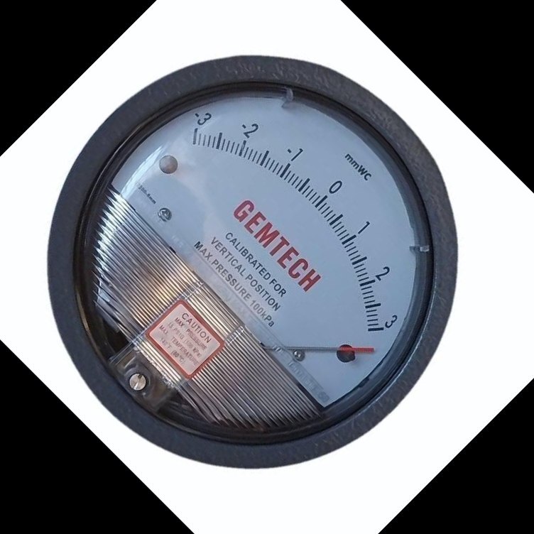 Gemtech G2300-4cm Differential Pressure Gauge Range 2-0-2 Cm - Accuracy: 2% (-Ha Model 1) Of Fs (3% (-Ha 1.5%) On -0