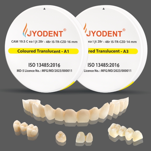 Jyodent Iso-statically Pressed Translucent Pre-shaded Zirconia Dental Discs (IS-TR-CZD)