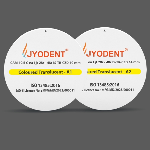 Jyodent Iso-statically Pressed Translucent Pre-shaded Zirconia Dental Discs (IS-TR-CZD)