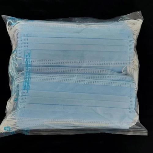 3 Ply Face Mask With Mb Outer Elastic - Color: Blue