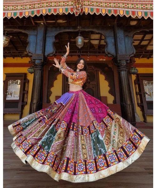 Butter Silk Designer Printed Navratri Lehenga Choli