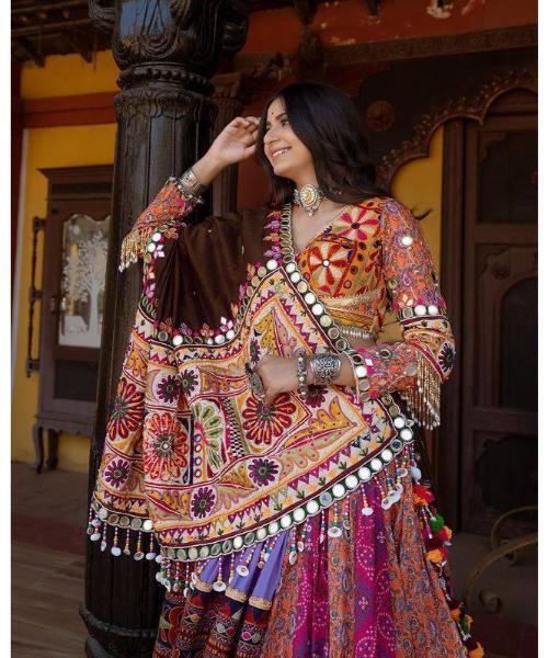 Butter Silk Designer Printed Navratri Lehenga Choli
