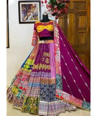 Multicolor Navratri Lehenga with Mirror Work  Perfect for Garba & Festive Wear