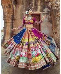 Multicolor Navratri Lehenga with Mirror Work  Perfect for Garba & Festive Wear