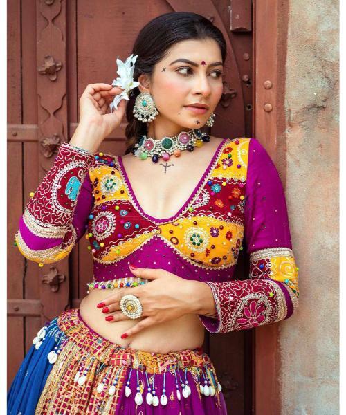 Multicolor Navratri Lehenga with Mirror Work  Perfect for Garba & Festive Wear