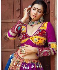 Multicolor Navratri Lehenga with Mirror Work  Perfect for Garba & Festive Wear