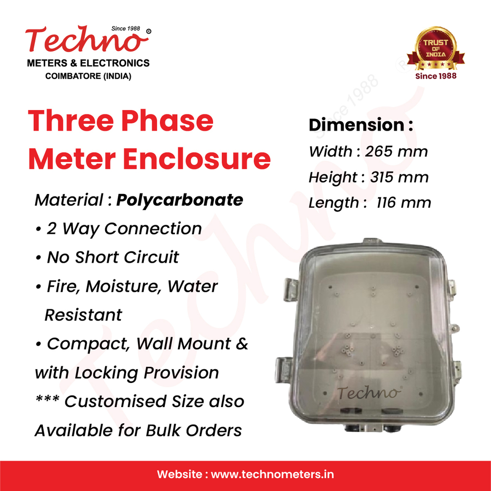 Plastic Three Phase Meter Box - Polycarbonate - Accuracy: Class 1