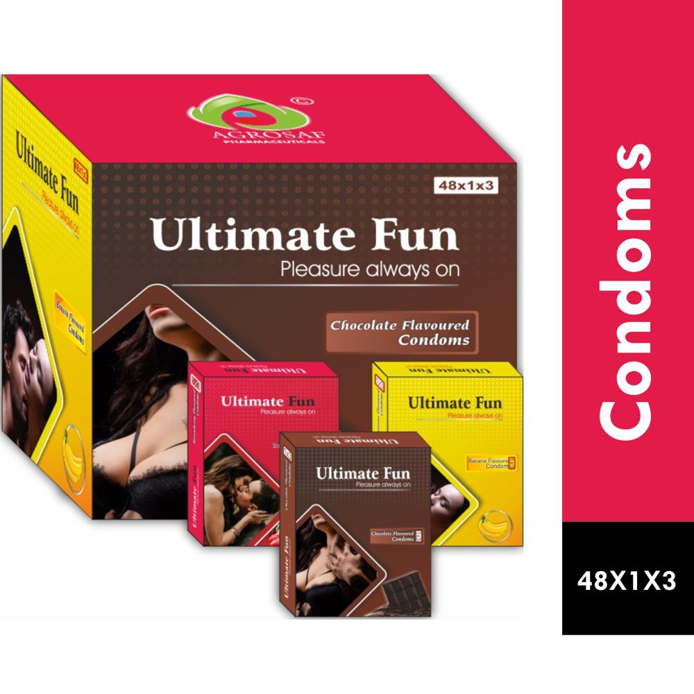 ULTIMATE FUN DOTTED CONDOM - Ultimate Fun (576 Dotted) Condom(three Flavour:-chocolate,banana & Strawberry)