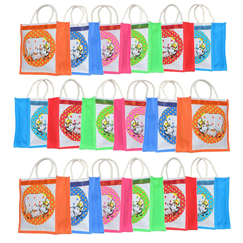 Jute Bags with Gomata-Cow Calf Printed
