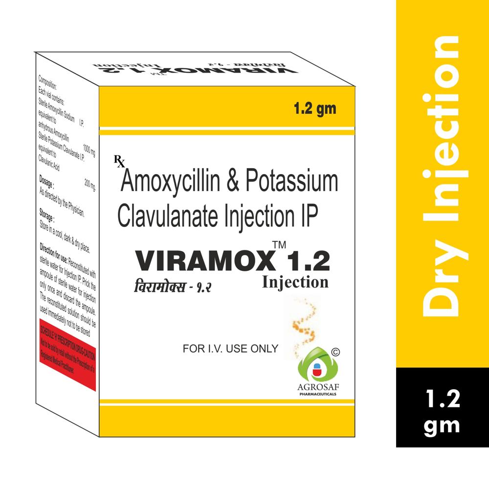 VIRAMOX 1.2GM INJ - Amoxycillin 1000mg + Clavulanic Acid 200mg