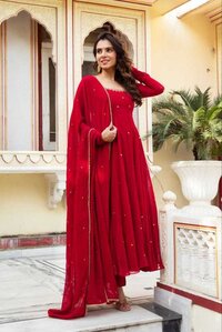 Anarkali Style Kurti - Color: Red Colour