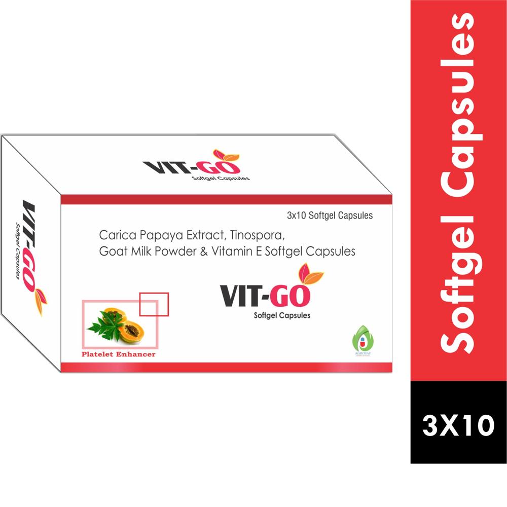VIT GO CAPSULE - Carica Papaya Extract 350mg + Tinospora 150mg + Goat Milk Powder 100mg + Vitamin E 40mg
