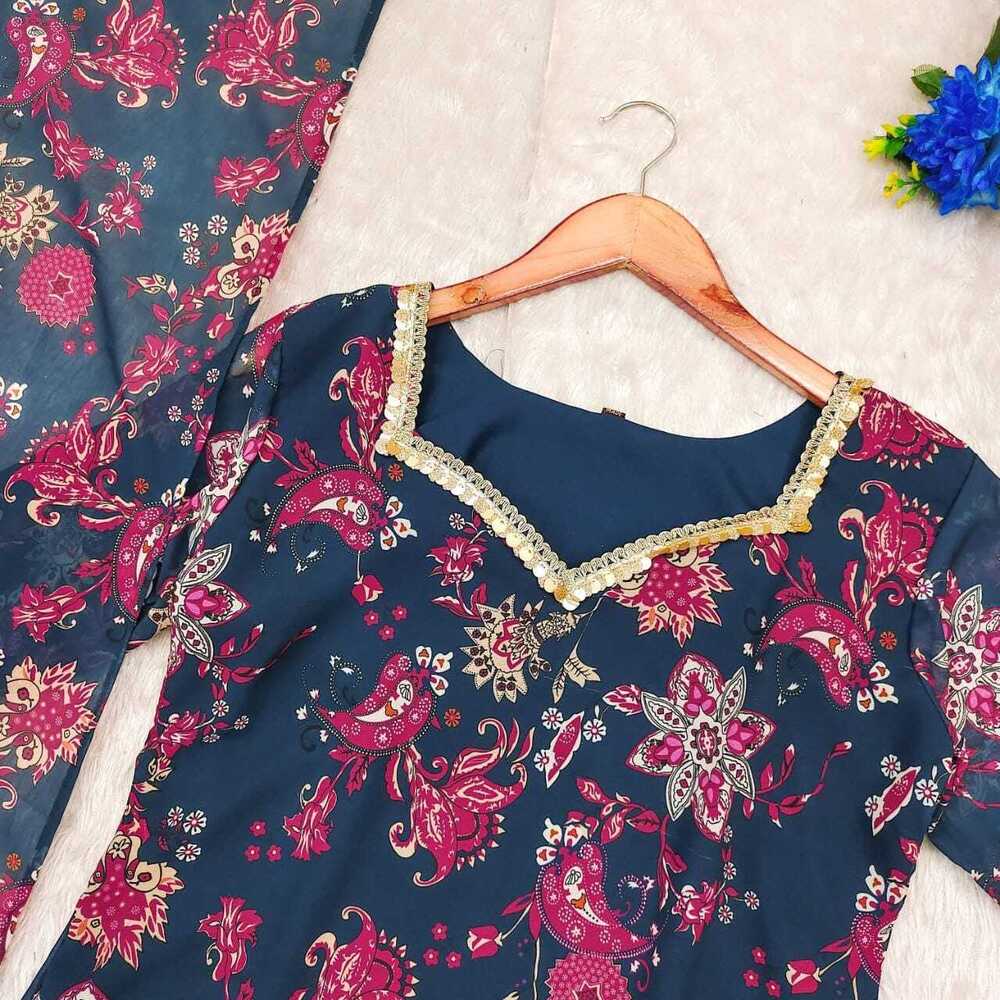 Flower Printed Kurti - Color: Blue
