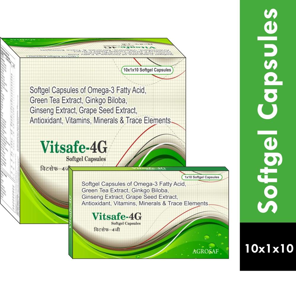 VITSAFE-4G CAPSULE -Omeg-3 Fatty Acid, Green Tea Extract, Ginkgo Biloba, Ginseng Extract, Grape Seed Extract, Antioxidant, Vitamin Minerals & Trace